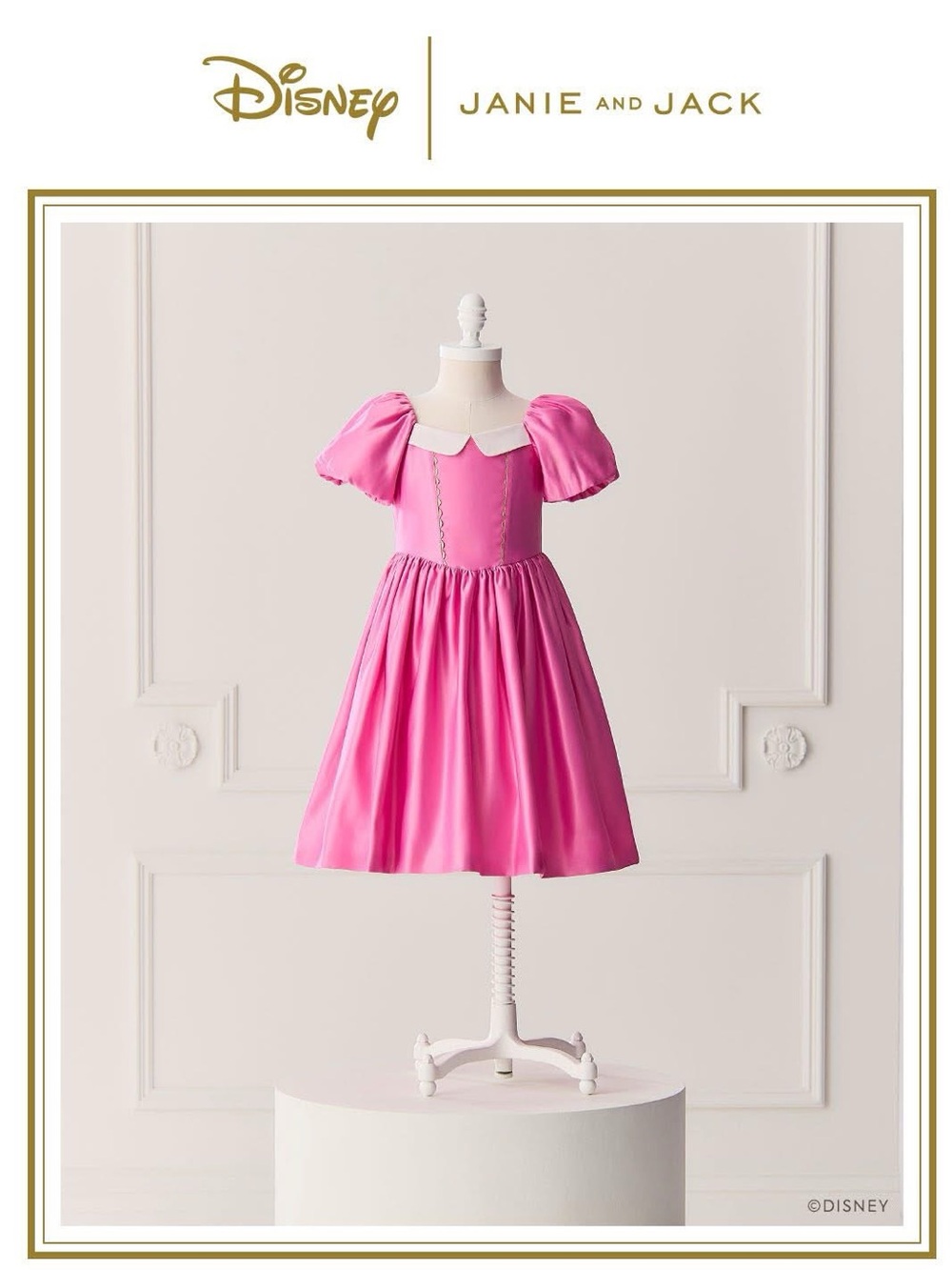 Puff-Sleeve Aurora Disney x Janie and Jack Pink Princess Dress Girls Size 10